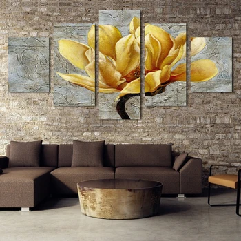 Nemokamas pristatymas 5pieces/set tapybos drobės aukso orchidėja, gėlių aliejaus tapybai 3 gabalus sienos meno dekoratyvinis be rėmelio H094
