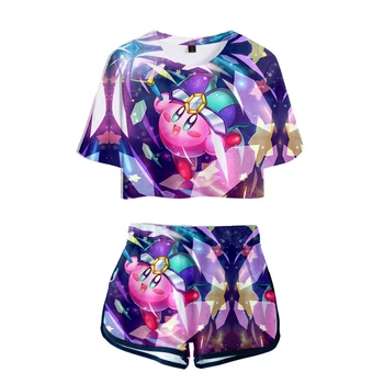Naujas Populiarus Vasaros kirby 3D T shirts Susiduria Bamba T-Shirt + Trumpas kelnes Moterų dviejų dalių viršūnes Atsitiktinis Karšto moterų mergina Rinkiniai