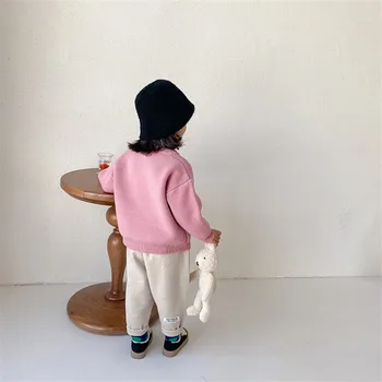 2020 m. Žiemos mielas vaikas merginos storio animacinių filmų swearters mados Angoros bamblys vaikas įgulos kaklo, ilgomis rankovėmis megzti megztinis viršų