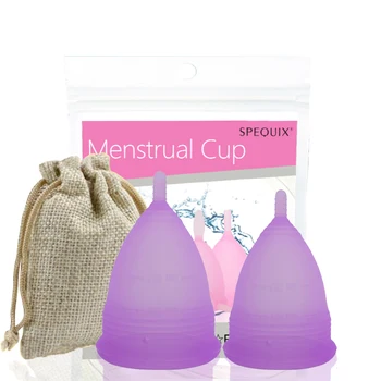 2vnt/Komplektas Mažas Didelis Laikotarpį Taurės Menstruacijų Daugkartinio naudojimo Coletor Menstruacinis Puodelis Medicininio Silikono Moteriškos Higienos priemonę Su maišeliu