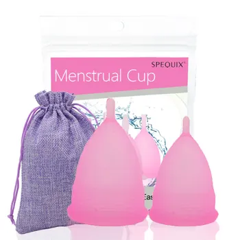 2vnt/Komplektas Mažas Didelis Laikotarpį Taurės Menstruacijų Daugkartinio naudojimo Coletor Menstruacinis Puodelis Medicininio Silikono Moteriškos Higienos priemonę Su maišeliu