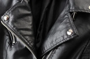 2019 Naujas Mados Moterų Sklandžiai Motociklo Dirbtiniais Odos Striukės Ponios Ilgomis Rankovėmis Rudens Žiemos Dviratininkas Streetwear Juoda Rožinės Spalvos Paltas