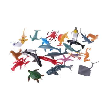 24Pcs Plastiko Vandenyno Gyvūnų Skaičius Modelį, Žaislai, Delfinų, Vėžlių Banginis, Jūros Būtybių, Veiksmo ir Žaislas Duomenys