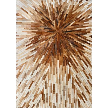 Amerikietiško stiliaus prabangūs karvės odos kailinius kratinys kilimas, natūralios rudos spalvos dryžuotas kailio kilimas kambarį apdaila office kilimas
