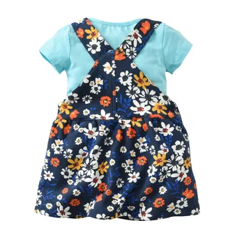 AiLe Triušis suteikia straightly merginos medvilnės trumpomis rankovėmis T-shirt Spausdinimas petnešos sijonas Kūdikių dviejų dalių Merginos petnešos sijonas