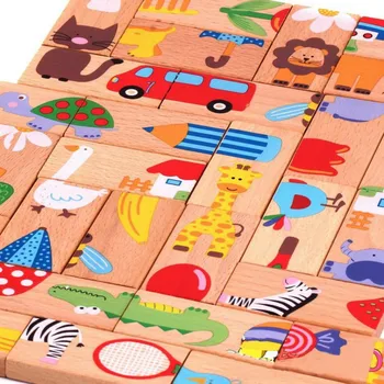 28pcs/set Gyvūnų Domino Spalvos Medinė Dėlionė Animacinių filmų Montessori Ugdymo Žaislai Mielas Gimtadienio Dovanos, Smagios Žaidimai Vaikams