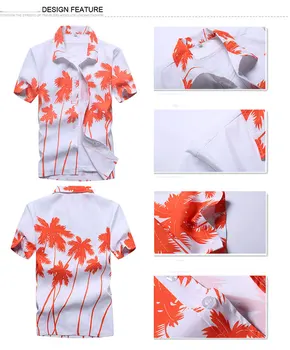 Vasaros Mados Trumpomis Rankovėmis Vyrams Hawaiin Marškinėliai 2018 Juosta Naujas Slim Fit Paplūdimys Marškinėliai Atsitiktinis Atostogų Šalis Drabužių Camisa Hawaiana