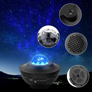 ZK50 USB LED Star Naktį Šviesos Muzikos Žvaigždžių Vandens Banga LED Projektorius, Šviesos 
