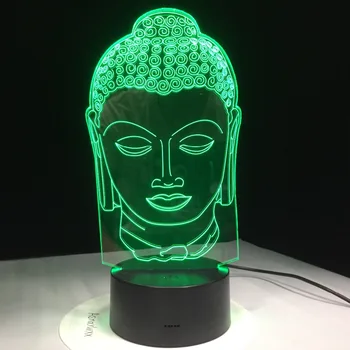 Buda Lempos Budizmas 3D LED Lemputė USB Spalva Nakties Šviesos Apdailos Inovacijų Kalėdų Dovana Sėkmės