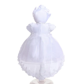 Nemokamas Pristatymas 3M-12M Medvilnės Pamušalu Kūdikių Krikšto Suknelės Siuvinėjimo Balta Kūdikių Suknelė Komunijai Organza Mergaitės Krikštynų Suknelės