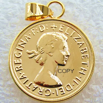 P(24)Monetos Pakabukas 1964 REGINA FD ELIZABETH II DEI GRATIA AUKSĄ, PADENGTĄ 1 VALSTYBĖS KOPIJUOTI MONETAS(skersmuo:22mm)
