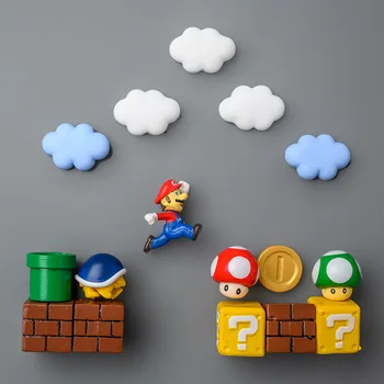 10/12Pcs Super Mario, Šaldytuvo Magnetų, Žaislų, 3D Stereo Animacinių filmų Animacija Namų Puošybos Ornamentais Figūrėlės