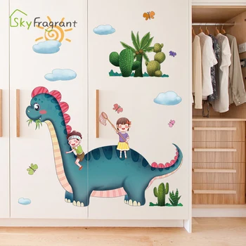 Kūrybinės animacijos dinozaurų siena lipdukas berniukų kambarys dekoro lipni namų dekoro lipdukai, vaikų kambariai, miegamojo puošimas