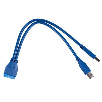 Mėlyna 2 Port USB 3.0 Type-A Male-20 Pin Header Vyrų Adapterio Kabelis Laido