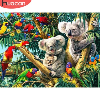 HUACAN kvadratiniu Diamond Tapybos Koala Gyvūnų Namų Puošybai Turas Siuvinėjimo Nuotrauką Amatų Mozaikos Meno Rinkinys