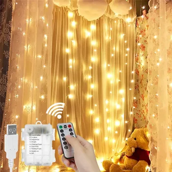 3x3M Vario Viela, LED Užuolaidos Langą String Žibintai USB Plug & Baterija Šmėžavimas Varveklis Žibintai Namų Miegamajame Vestuvių