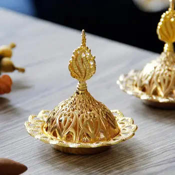 Paprastas prabangos aukso keramikos smilkalų degiklis Arabų, Artimųjų Rytų censer arabų namų puošybai naudoti smilkalų laikiklis