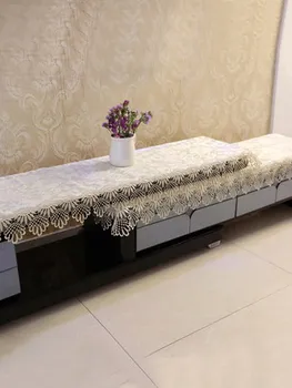 Europos dvigubo sluoksnio TV spintelė staltiesė audinio, siuvinėjimo nėrinių kambarį audinys dulkių dangtelį buitinių kavos staliukas kilimėlis
