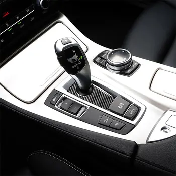 Anglies Pluošto, Automobilių Reikmenys Vidaus Kontrolės Pavarų dėžė Shift Skydelio Dangtelį Apdailos Lipdukai BMW 5Series F07 F10 F25 F26 2009-2016