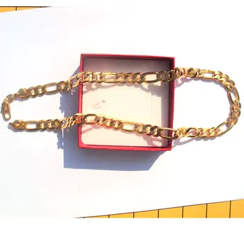 18 k Auksinis AUTENTIŠKA APDAILA antspaudu 10mm bauda Figaro Grandinės necklac