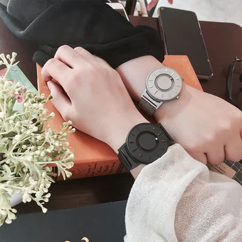 2020 m. Naujas Stiliaus Laikrodžių Vyrams EUTOUR Magnetinis Parodyti Naujoves Laikrodžius Mens Nylon Dirželis Kvarcas Žiūrėti Mados Erkek Kol Saati