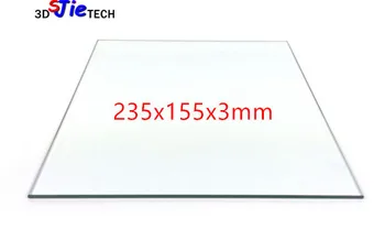 235x155x3mm Flashforge 3D spausdintuvo dalys, šildomos lova borosilikatinio stiklo plokštė Flashforge Svajotojas, Pro ir Kūrėjas