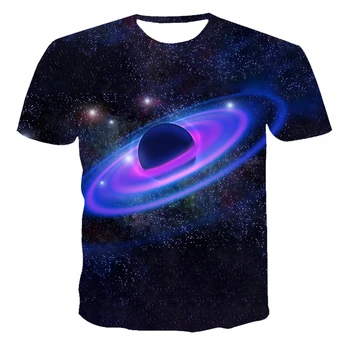 2020 Naujas 3D Žvaigždėtas dangus T-Shirt Punk T-Shirt Vyrai Spausdinti Atsitiktinis Mados Marškinius, O ant Kaklo Hip-Hop trumpomis Rankovėmis Plius Dydis