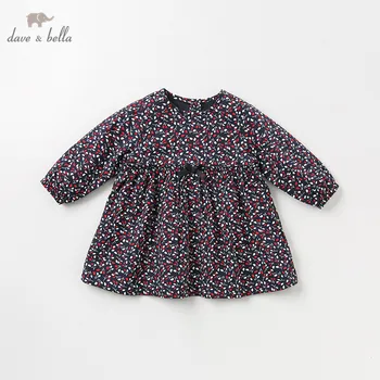 DB11846-2 dave bella rudenį baby girl ' s princess mielas lankas spausdinti suknelė vaikų mados šalis suknelė vaikams kūdikiams lolita drabužiai