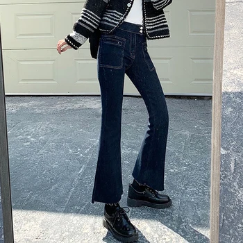 ZHISILAO Nauji Aukštos Juosmens Blyksnius Skinny Džinsai Moterims, Elegantiška Vintage Džinsinio audinio Kelnės Pavasario 2021 Draugu Streetwear Džinsai Chic