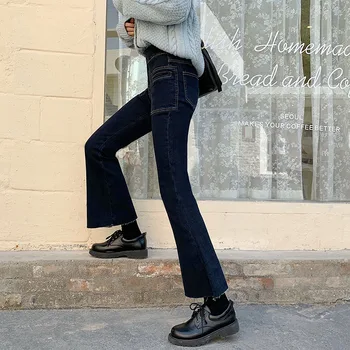ZHISILAO Nauji Aukštos Juosmens Blyksnius Skinny Džinsai Moterims, Elegantiška Vintage Džinsinio audinio Kelnės Pavasario 2021 Draugu Streetwear Džinsai Chic