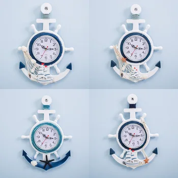Europos Sieninis Laikrodis Jūros Stiliaus Laikrodis Medžio Kabo Laikrodis Laiką Namų Kūdikio Miegamojo Puošmena Navigacijos valties inkaro Dizainas