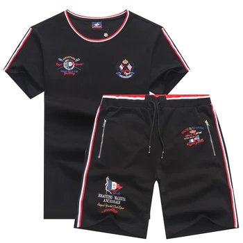 Vasaros Vyrų rinkiniai Tace & Shark Prekės ženklo dviejų dalių rinkiniai sporto rinkinį vyrams sportiniai kostiumai vyras 2 vnt rinkiniai vyriški marškinėliai bėgimo šortai