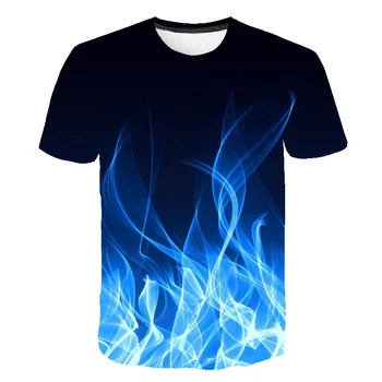2020 Naujas 3d Spausdinimo Vyrų marškinėliai Mėlyna Liepsna Juokingas Cool Kūrybos Hip-Hop t-shirt Dvasios Ugnies Gatvės Mens Atsitiktinis O-Neck Tee Viršūnės