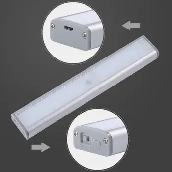 Pagal Kabineto Šviesos USB Įkrovimo Judesio Jutiklis Spinta Žibintai Belaidis Magnetinis Klijuoti ant Belaidžius 20 LED Miegamasis Nakties Šviesos