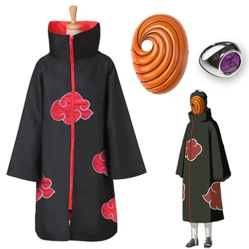 Naruto Uchiha Tobi Obito Akatsuki Cosplay Kostiumų Apsiaustą, Kaukę Helovinas Vyras, Moteris, Cosplay Kostiumų Priedai