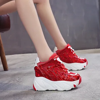 2020 Naujas Moterų Mados Atsitiktinis Storas Soled Moterų Nėriniai Platforma sneaker bateliai Mėgėjams Aukštos Kokybės Sportiniai Bateliai, 34-39 karšto