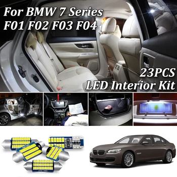 23Pcs Balta Canbus led Automobilių salono apšvietimas Paketas Rinkinys, skirtas BMW 7 Serija yra f01 F02 F03 F04 led interjero šviesos (2008-)