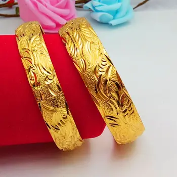 1 vnt Phoenix Storio Bangle Geltonos Aukso Užpildytas Vestuvių Klasikinio Stiliaus Moteriški Bangle Apyrankės Dovana