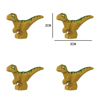 10vnt Juros periodo Kūdikių Balta Juoda Ruda Juoda Velociraptor Dinozaurų Pasaulyje, 2 Blokai Vaikai Plytos 