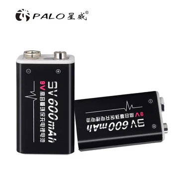 PALO 9V baterija 600 mAh Li-Ion 9V Įkraunamas Baterijas, Akumuliatorius, Dūmų Detektoriai, Radijas, vaizdo Kameros, Žaidimų Žaidėjas ir T.t