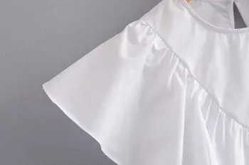 2019 moterų korėjos saldus kietosios spalvos, raukiniai, atsitiktinis, nereguliarus palaidinė marškinėliai moterims trumpomis rankovėmis blusas vasaros baltos viršūnės LS3883