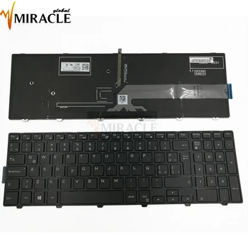 Lotynų klaviatūra su apšvietimu Nešiojamojo kompiuterio Klaviatūra Dell Inspiron 5000 5547 5551 5552 5555 5558 juodu rėmu 07TT4J PK1313G1B14