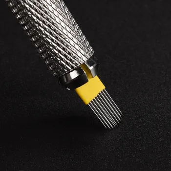 50pcs Dvigubai 17pin Microshading Micro Blading Needling Adatos Agujas Microblading Naald Tebori Lamina Antakių Siuvinėjimas