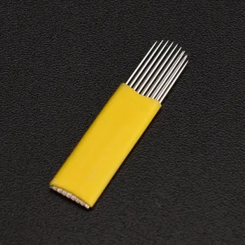 50pcs Dvigubai 17pin Microshading Micro Blading Needling Adatos Agujas Microblading Naald Tebori Lamina Antakių Siuvinėjimas