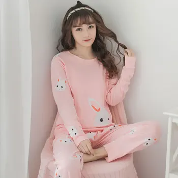 Pavasarį, Rudenį Medvilnės Pižama Rinkiniai Moterims ilgomis Rankovėmis Pyjama Merginos Mielas Animacinių filmų Totoro Sleepwear Pijama Mujer Homewear Drabužiai