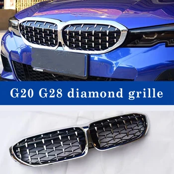 BMW naujos 3 Serijos G20 G28 Diamond Star Groteles 325li 2019-be ABS Black Silver Inkstų Grotelės Viena Pora