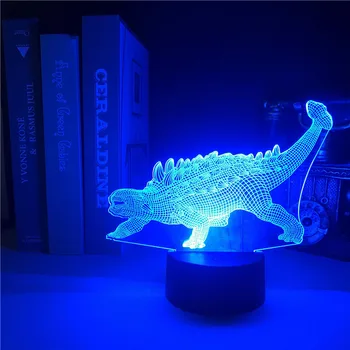Į Ankylosaurus Dinozaurai APP Kontrolės 3D Lempos Gyvūnų Šviesus Bazė Įvairių spalvų, su Remote Touch 