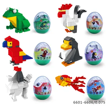 Naujas 6eggs/daug Papūga Karosas Pingvinas Varlė Šuo Gaidys kiaušinių blokai vaikų kūrybiniai žaislai, gimtadienio, Kalėdų dovana Statybos Blokas