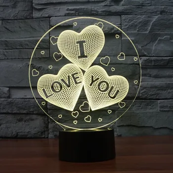Valentino Diena Dovana, aš TAVE MYLIU, Spalvinga 3D Holograma Lempa USB Akrilo Žibintai Šalies Naudai Draugei, Dovana Metu Jubiliejus