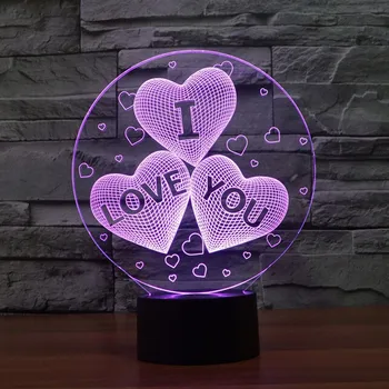Valentino Diena Dovana, aš TAVE MYLIU, Spalvinga 3D Holograma Lempa USB Akrilo Žibintai Šalies Naudai Draugei, Dovana Metu Jubiliejus